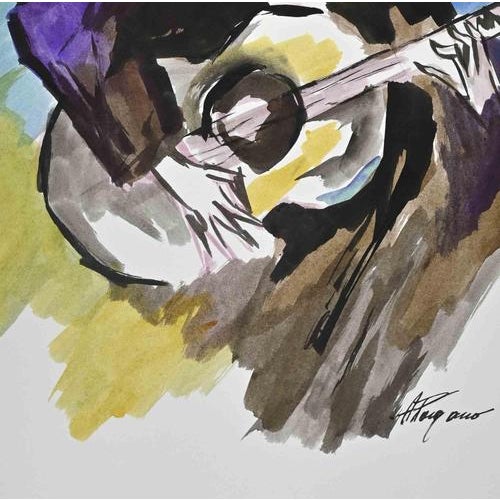 Guitar Player is a modern artwork realized by Arturo Pagano in the 1980s. Watercolor. Hand-signed. Good conditions This...