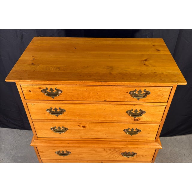 Vintage Solid Pine Tall Chest of Drawers by Pine Shop Originals c.1950s For Sale - Image 9 of 13