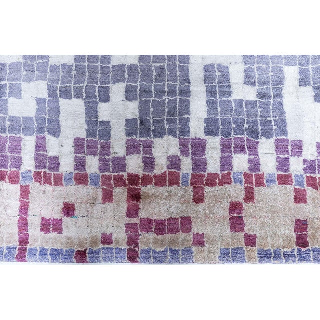 Early 21st Century Modern Mosaic Pool Tile Wool Rug in Lavender and Gray by Doris Leslie Blau For Sale - Image 5 of 10