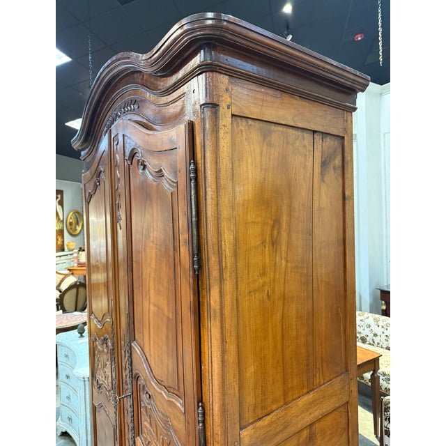 19th Century French Louis XV Armoire With Foliate Carvings, Circa 1850 For Sale - Image 10 of 12