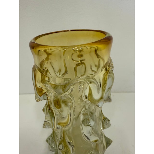 Late 20th Century Vintage Art Amber Glass Vase For Sale - Image 5 of 9