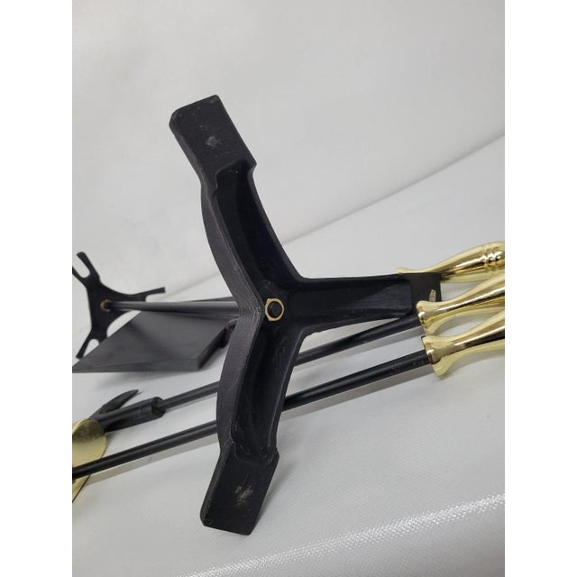 Vintage Small fireplace mantel tools shovel poker broom cast iron black Overall 21"Tall Shovel 5"W x 1d shovel part 17"L...