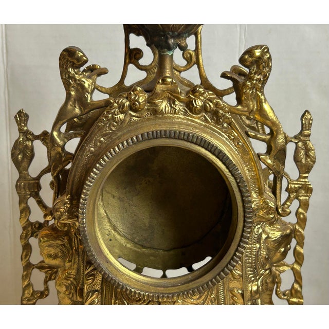Antique French Style Rococo Mantel Clock Case Gilt Brass For Sale - Image 4 of 12