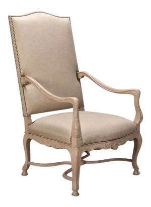 Tall French Arm Chair with Carved Painted Frame