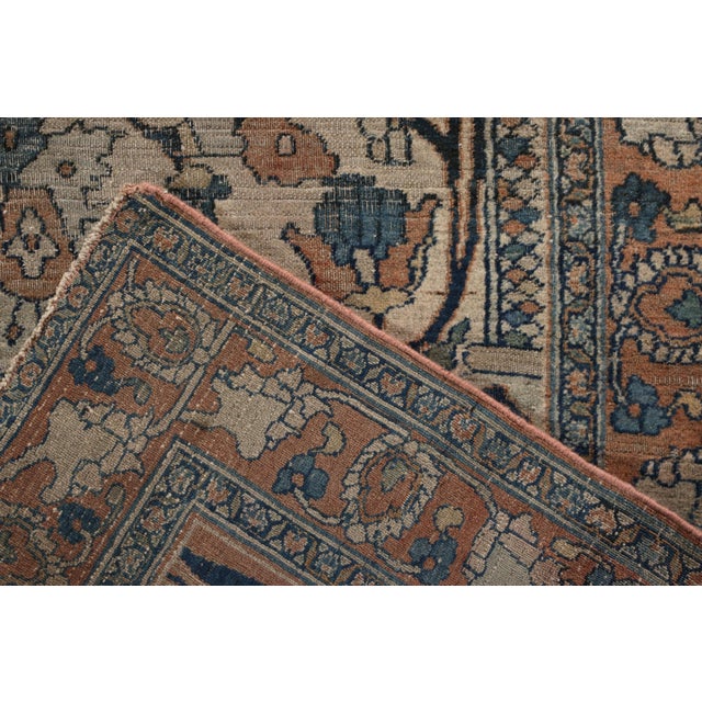 Mid 18th Century Hand-Knotted Antique Doroksh Rug in Beige Blue Floral Pattern by Rug & For Sale - Image 5 of 5