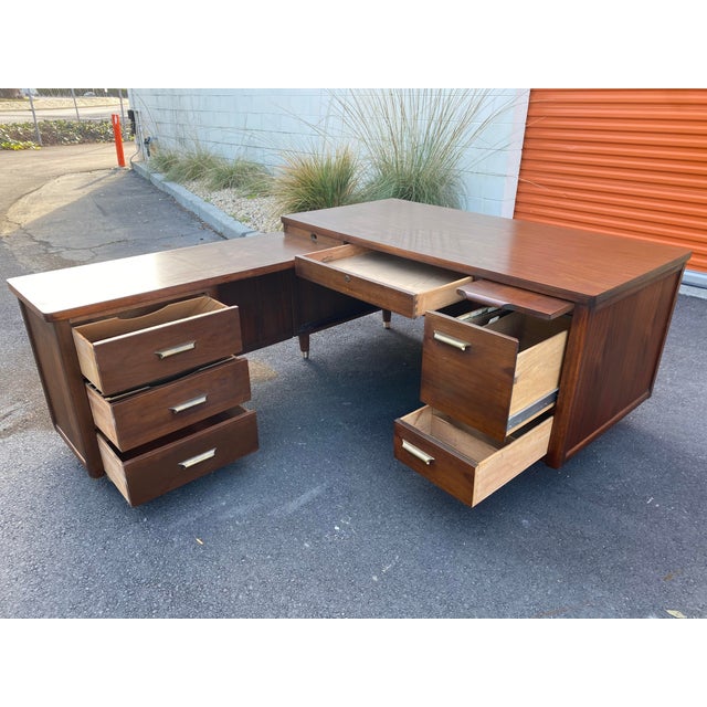 Jofco Vintage MidCentury Modern L Shape Desk With Return Chairish