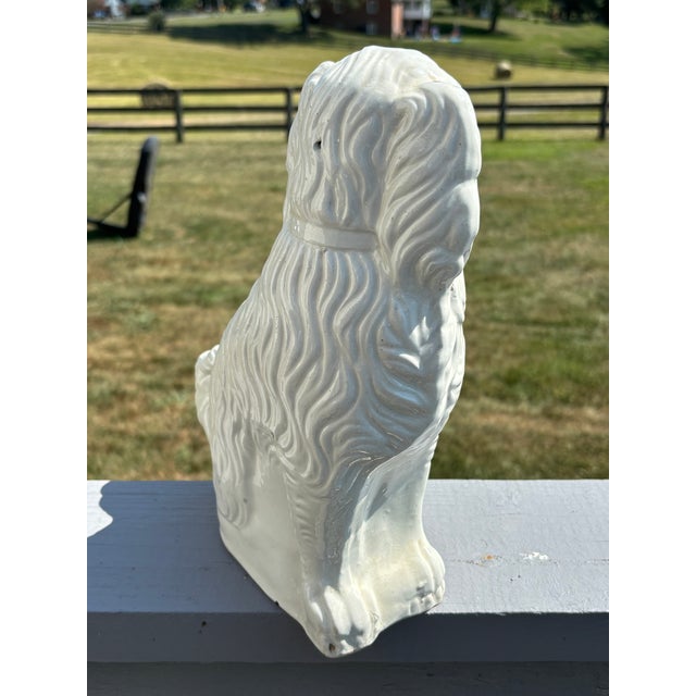 White 19th C. English Staffordshire Cavalier Spaniel - Large 12" Model For Sale - Image 8 of 9