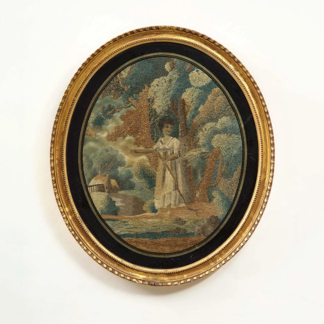 Regency Stumpwork Oval Picture For Sale - Image 13 of 13