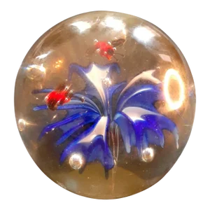 1980s Signed Gerz Studio Art Glass Lampwork/Bees Paperweight
