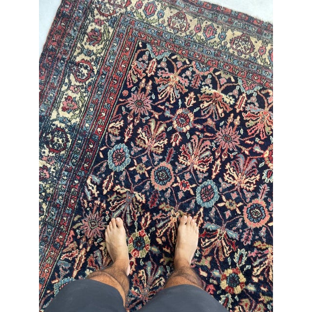 Cotton-Candy Hydrangea with Protective Evil Eye Antique Bibikkibad Rug 8.7 x 11.9 For Sale In Milwaukee - Image 6 of 14