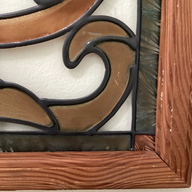 Mid Century Framed Glass With Flowers and Bird For Sale In Chicago - Image 6 of 12