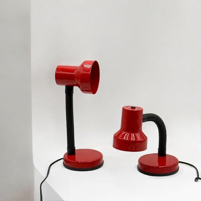 Mid-Century Modern Adjustable Table Lamps in Red by Brama Milano, Italy, 1980s, Set of 2 For Sale - Image 3 of 11