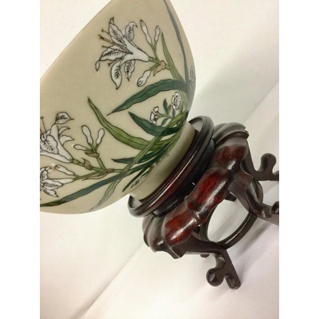 Wood 1970s Vintage Chinese Porcelain Decorative Bowl For Sale - Image 7 of 9