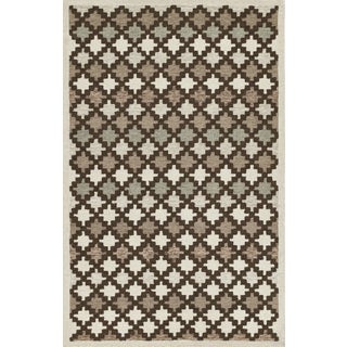 Erin Gates by Momeni Abbot Neutral Swedish Geo Wool Rug 3'6" X 5'6" For Sale