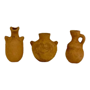 Set of 3 Miniature Antique Primitive Pottery Jugs & Pitchers