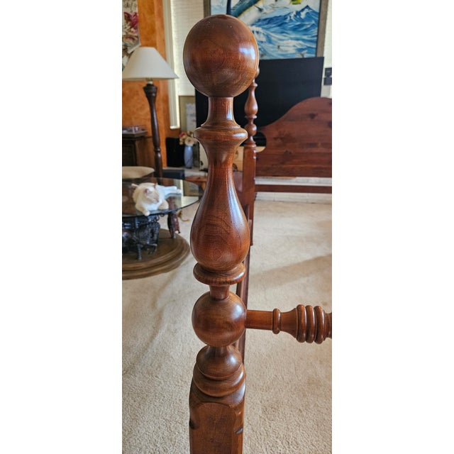 Vintage Solid Wood Cannonball Twin Bed Frame For Sale In Miami - Image 6 of 12