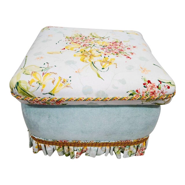 Shabby Chic Ottoman Designer Cottage Pouf For Sale