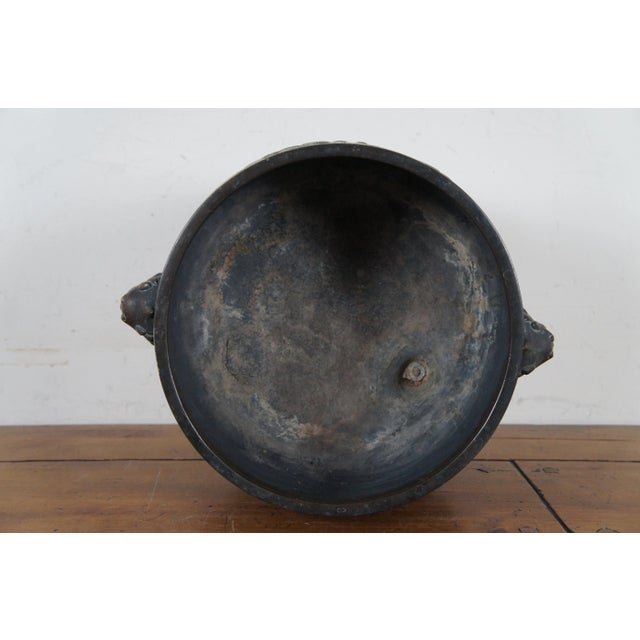 Antique Chinese Bronze Phoenix Dragon Tropod Censer Bowl Incense Burner For Sale - Image 11 of 12