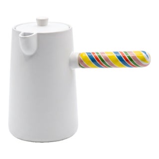 Postmodern Ceramic Side-Handled Chocolate Pot – Memphis Style For Sale