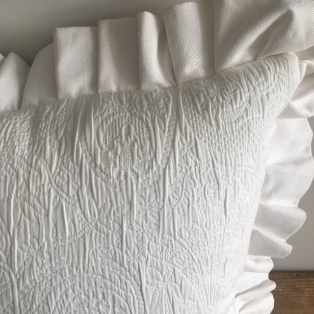 Brunschwig and Fils Blue and White Pastoral Toile Pleated Pillow Cover For Sale - Image 4 of 9