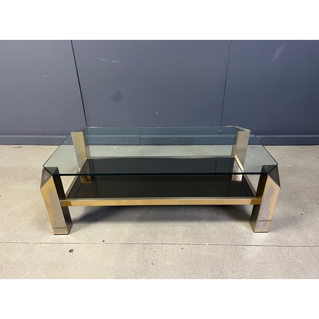 Vintage 23kt Gold Plate Coffee Table from Belgochrom, 1970s, in Good conditions. Designed 1970 to 1979 This piece has an...