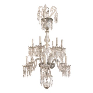 19th Century Bohemian Twelve-Light Crystal Chandelier, Italy For Sale