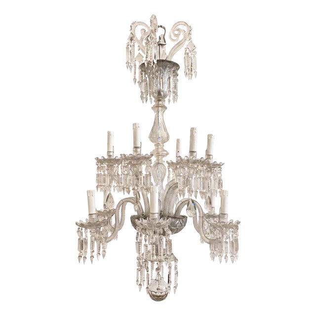 19th Century Bohemian Twelve-Light Crystal Chandelier, Italy For Sale