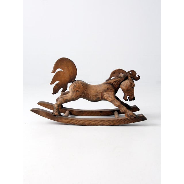 Antique Folk Art Carved Wooden Rocking Horse Primitive Sculpture For Sale - Image 11 of 12