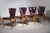 Magnificent set of 4 plum color leather and wood seats Carlo Bartoli "Vela" for Matteo Grassi 1980s. Thick, high quality...