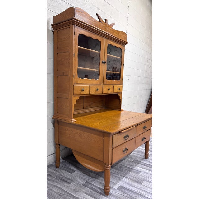 Victorian Antique Victorian Possum Belly Baker’s Cabinet With Eagle Crest For Sale - Image 3 of 18