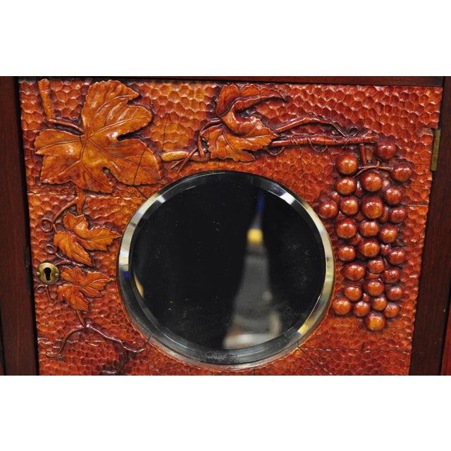 Antique Victorian Black Forest Carved Round Wall Mirror Curio Cabinet For Sale - Image 12 of 12