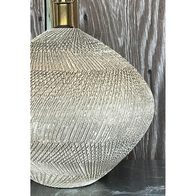Vintage Scored Ceramic Table Lamp For Sale - Image 9 of 12