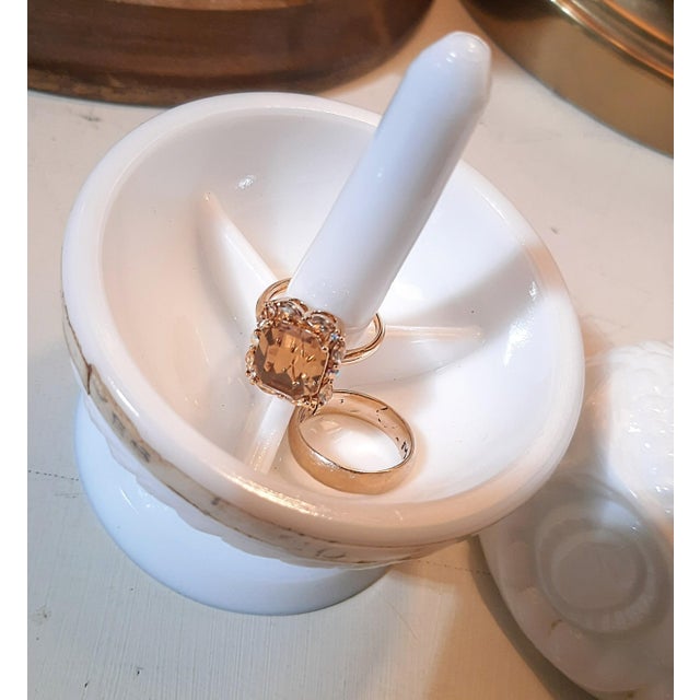 Fenton Milk Glass Owl Decision Maker Fortune Spinner Ring Holder. For Sale - Image 10 of 12