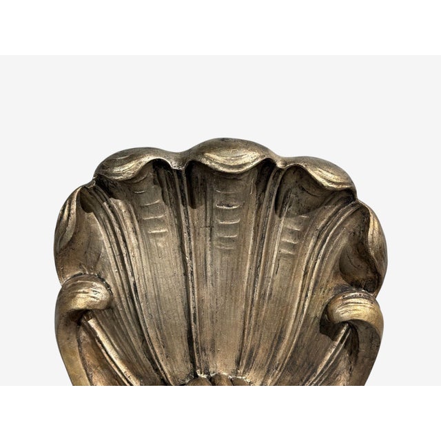 Plastic 1970s Grosfeld House Attr., Large Shell Wall Sconces, Silver Leaf - a Pair For Sale - Image 7 of 14
