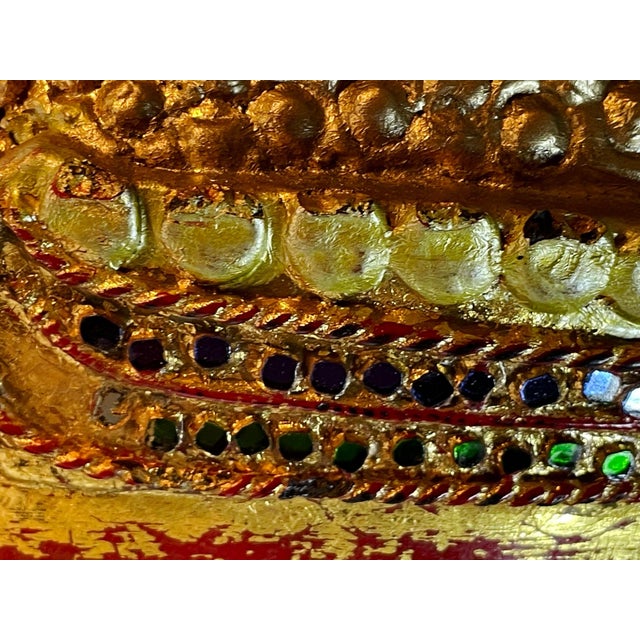 Wood Antique Red Lacquer & Gilt Buddha Head Sculpture on Stand, Japan, Early 20th Century For Sale - Image 7 of 7