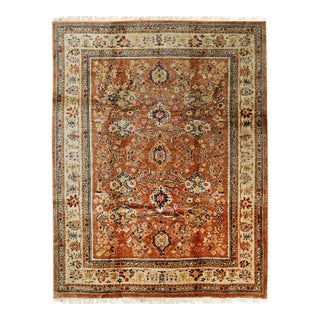 Rustic Coral Tribal Allover Turkish Oushak Design Room Size Mohair Rug Carpet For Sale