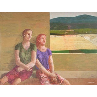 Alessio Paternesi, At the Back of the Stage, Oil on Panel, 1980s For Sale