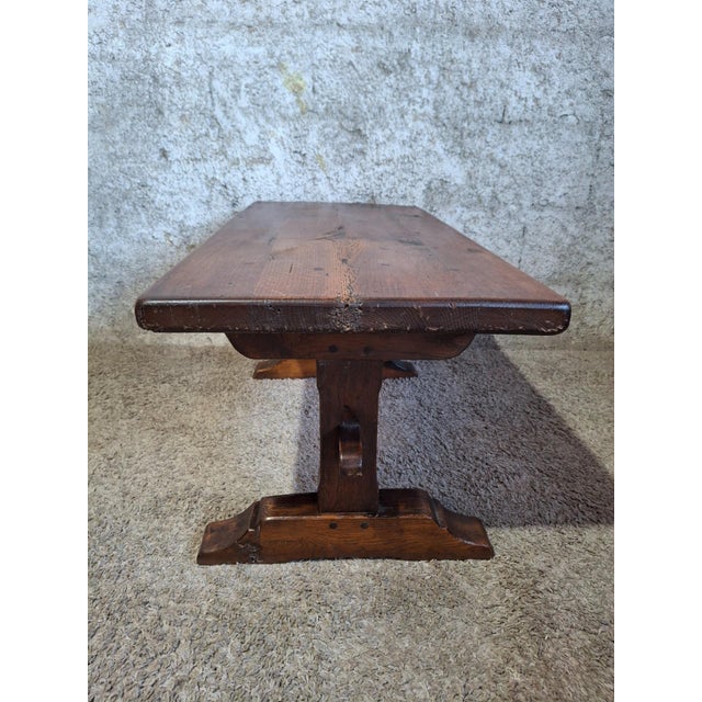 An authentic monastery or rustic-style coffee table, a remarkable example of 19th-century french rural furniture in the...