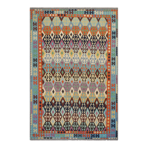 Kilim Rust Blue Wool Rug