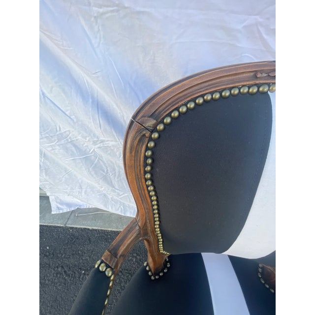 18th Century French Chairs in Black & White Stripe - Set of 2 For Sale - Image 9 of 9