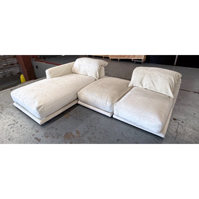 Montauk "Jill" Ottoman in Cream Off-White Velvet For Sale - Image 4 of 6