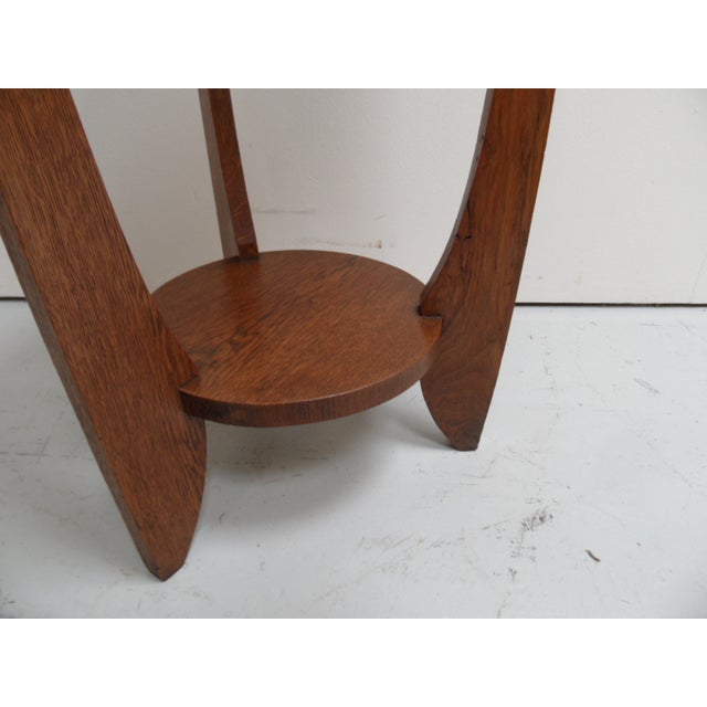 19th Century Art Deco Round Oak Side Table, 1890s For Sale - Image 5 of 9