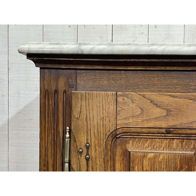 Wood Antique Icebox in Oak with Marble Top, 1900s For Sale - Image 7 of 18