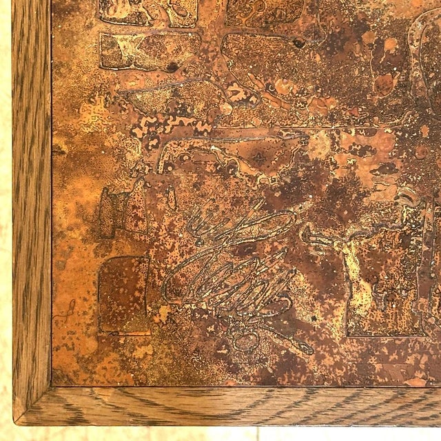 Metal Brutalist Coffee Table with Etched Copper Top attributed to Bernhard Rohne, 1960s For Sale - Image 7 of 12