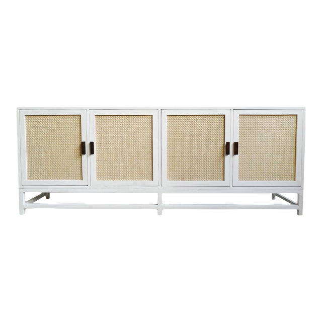 Modern White Cane Door Sideboard Credenza Chairish