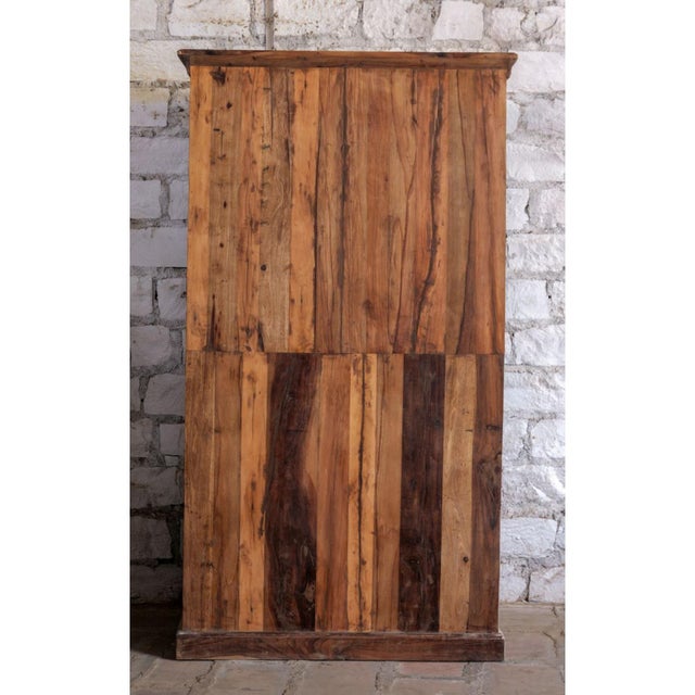 Wood Antique Brass-Studded Wardrobe Armoire | Heritage Revival Handcrafted Cabinet 80x45 For Sale - Image 7 of 7