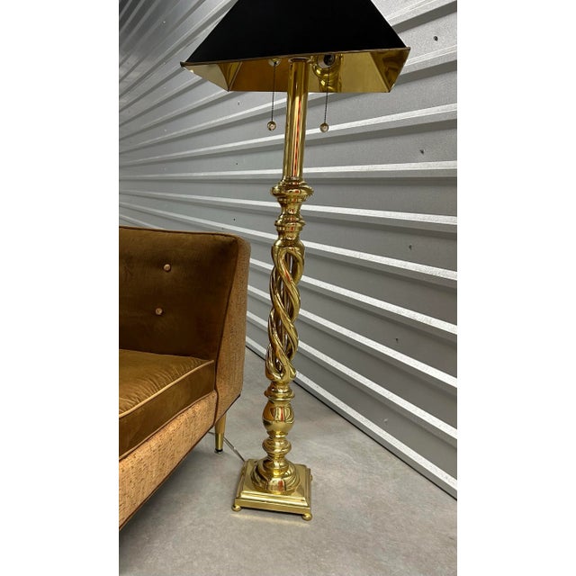 1970s 1970s Solid Brass Triple Helix Floor Lamp For Sale - Image 5 of 5