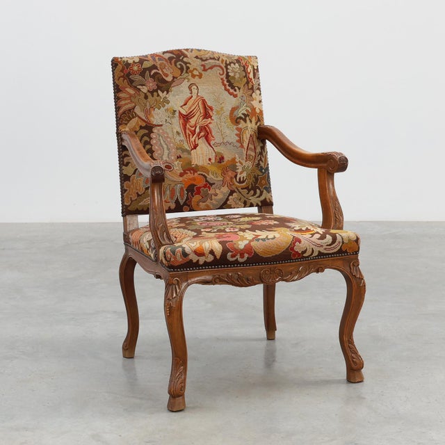 Louis XV Carved Walnut Armchair with Needlepoint Upholstery, France, 1900 For Sale - Image 18 of 18