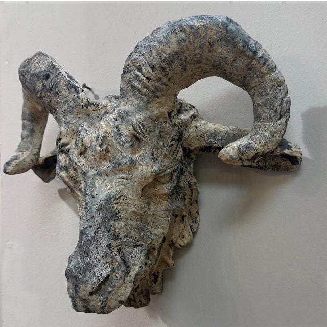 A striking decorative accent with rustic Provençal character, this antique ram’s head originates from the south of France...