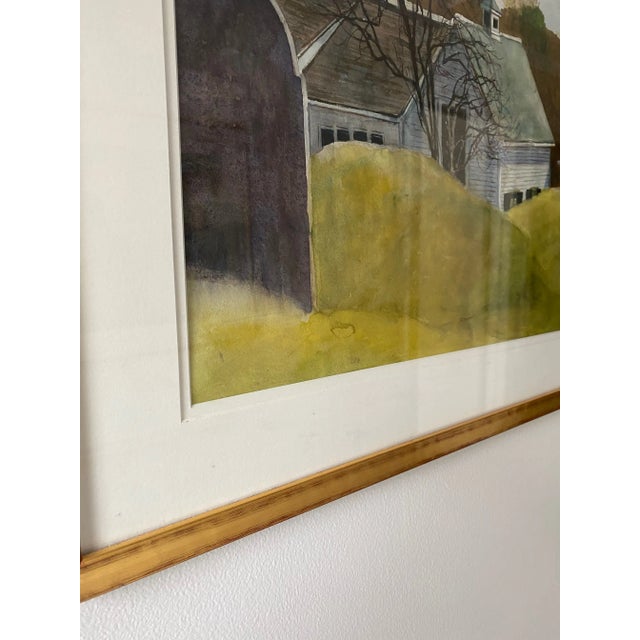 Contemporary Bucolic Landscape Watercolor Painting, Framed For Sale - Image 4 of 7